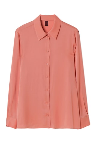 Camisa regular em seda - Rosa