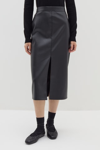 Saia direita de cintura alta - Preto