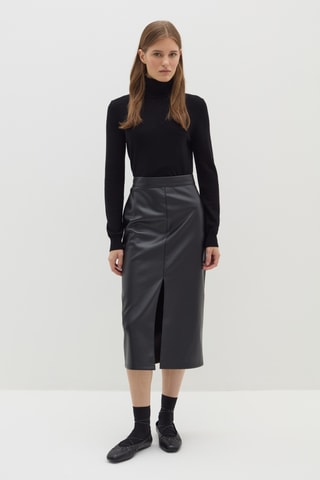 Saia direita de cintura alta - Preto