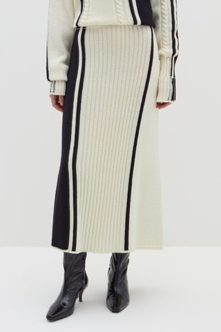Saia comprida de lã - Branco e preto