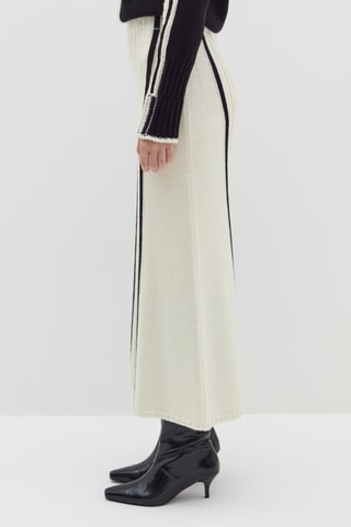 Saia comprida de lã - Branco e preto