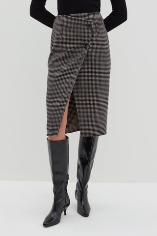 Saia traçada de lã - Preto