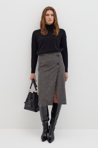 Saia traçada de lã - Preto