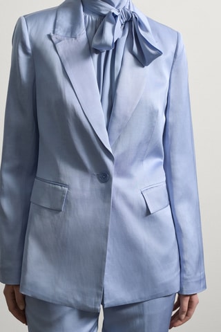 Blazer em seda e canhâmo - Azul-claro