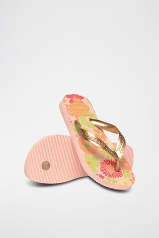 Tongs Kids Flores - Orange et vert