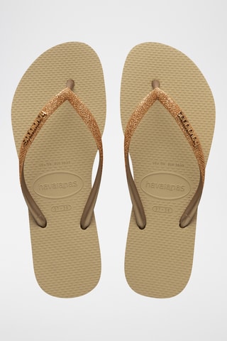 Tongs Slim Glitter - Beige et doré