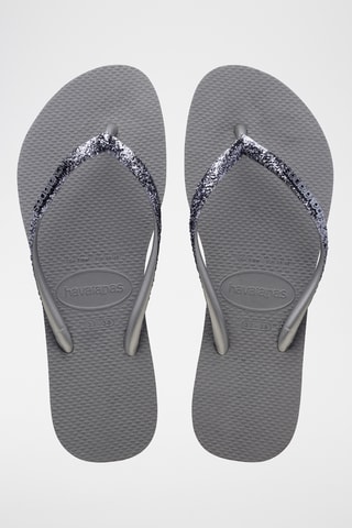 Tongs Slim Glitter - Gris et argenté