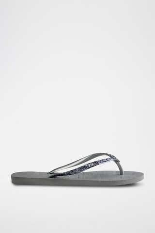 Tongs Slim Glitter - Gris et argenté