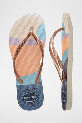 Tongs Slim - Bleu et beige