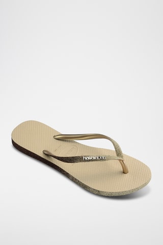 Tongs Slim Sparkle - Beige et doré