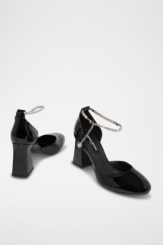 Sandales à talons vernies en cuir - Noir