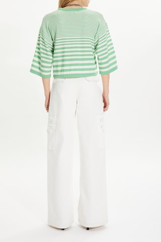 Pull en laine - Vert anis et blanc