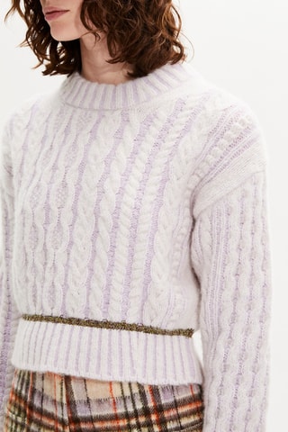 Pull en alpaga et laine - Blanc et lilas