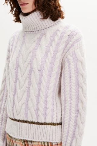 Pull en alpaga et laine - Lilas et écru