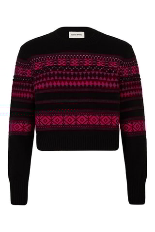 Pull en laine - Noir et fuchsia