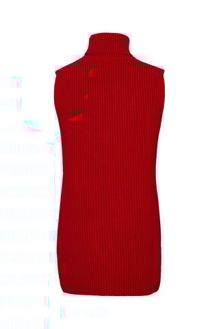 Pull cape en laine sans manches - Rouge