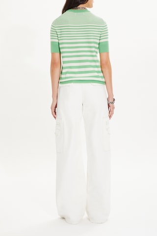 Pull en laine - Vert anis et blanc