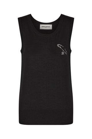 Pull sans manches en mérinos et laine - Noir