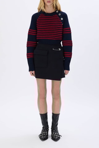 Pull en mérinos -Bleu marine