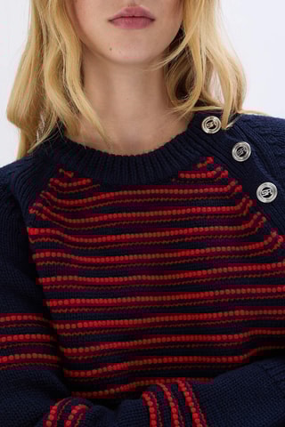 Pull en mérinos -Bleu marine