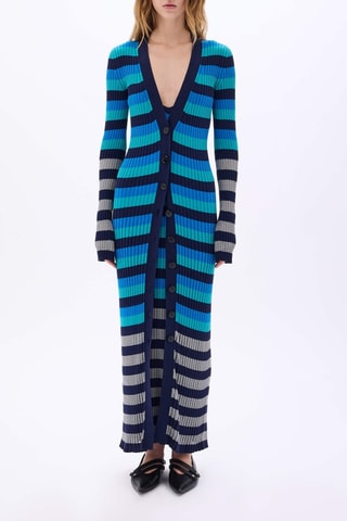 Gilet long -Bleu marine et gris