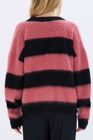 Gilet en laine et mohair -Noir et rose