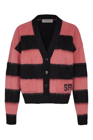 Gilet en laine et mohair -Noir et rose