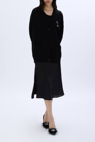 Gilet en mérinos et soie - Noir