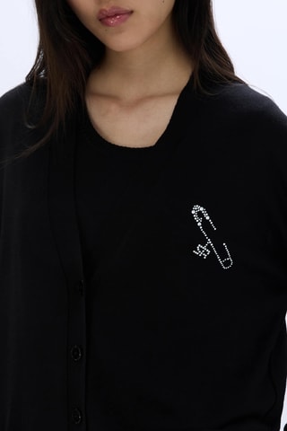 Gilet en mérinos et soie - Noir