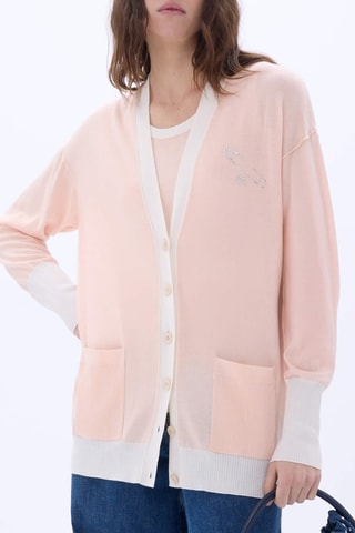 Gilet en mérinos et soie - Rose