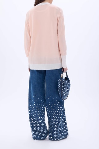 Gilet en mérinos et soie - Rose