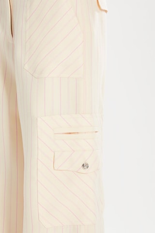 Pantalon cargo - Ecru et rose clair