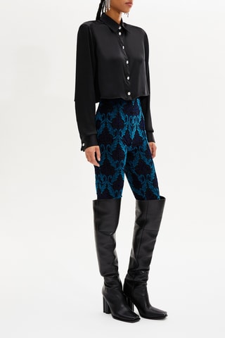 Pantalon taille haute - Bleu