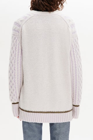 Cardigan en alpaga et laine - Lilas et écru