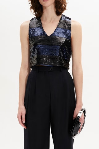 Crop top - Noir et bleu