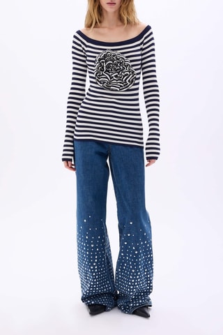 Top -Bleu marine et blanc