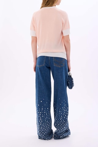 Top en mérinos et soie - Saumon