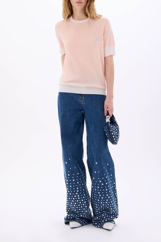 Top en mérinos et soie - Saumon