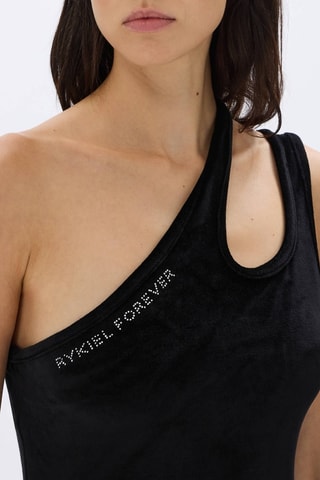 Robe asymétrique en velours - Noir