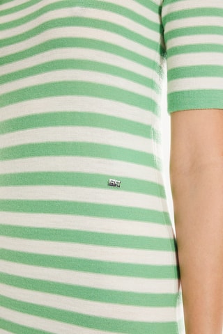 Robe courte en laine - Vert anis et blanc