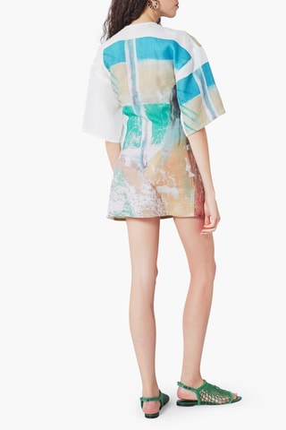 Robe droite en lin - Blanc