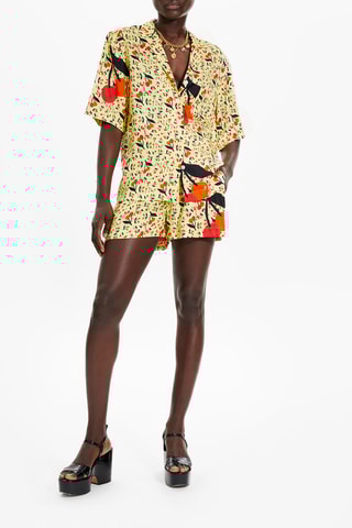 Chemise oversize en soie - Jaune pâle