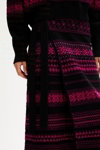 Jupe longue en laine - Noir et fuchsia