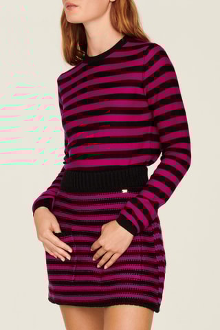 Minijupe en laine - Noir et fuchsia