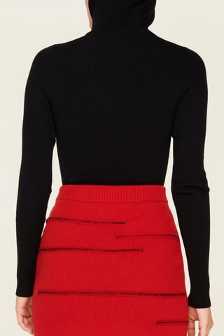 Jupe droite en laine et cachemire taille haute - Rouge