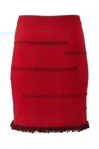 Jupe droite en laine et cachemire taille haute - Rouge