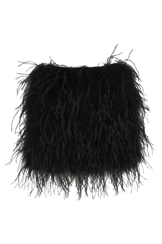 Jupe droite en plumes d’autruche - Noir