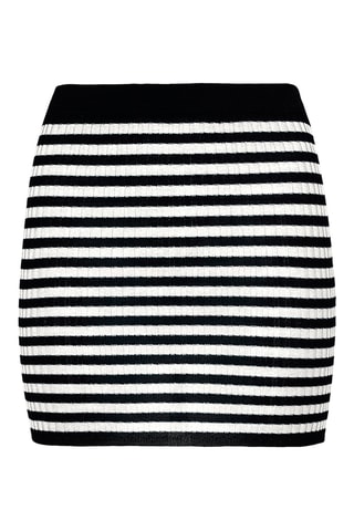 Jupe droite taille haute en laine - Noir et blanc