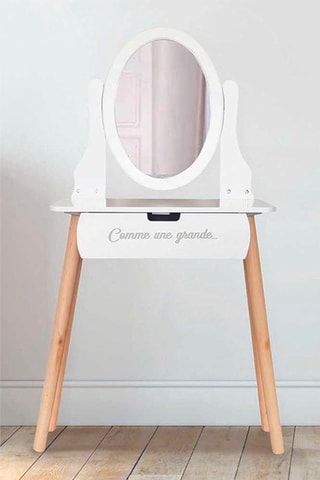 Toucador Louise Imitação de madeira e branco