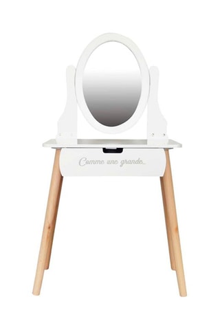 Toucador Louise Imitação de madeira e branco